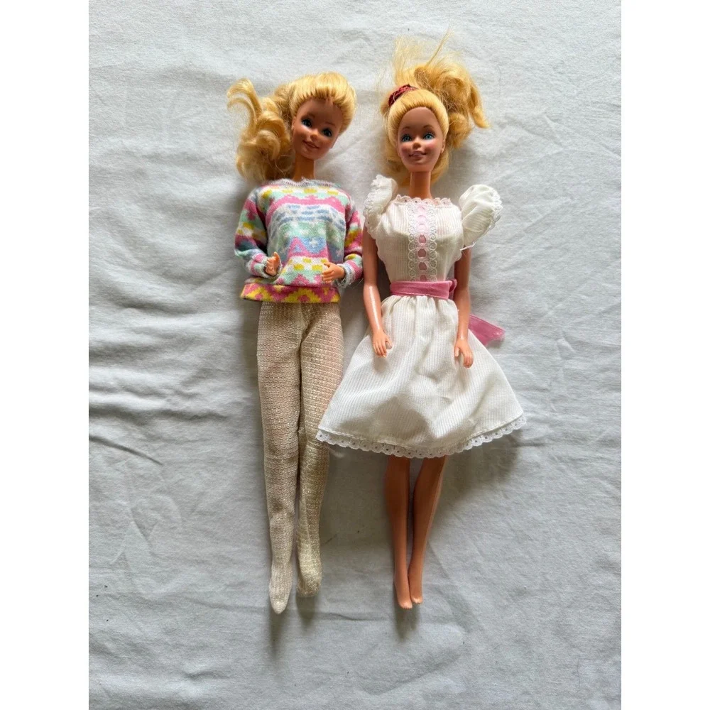 Vintage 1980's Mattel Barbie Dolls Set of 2 Blonde My First Barbie